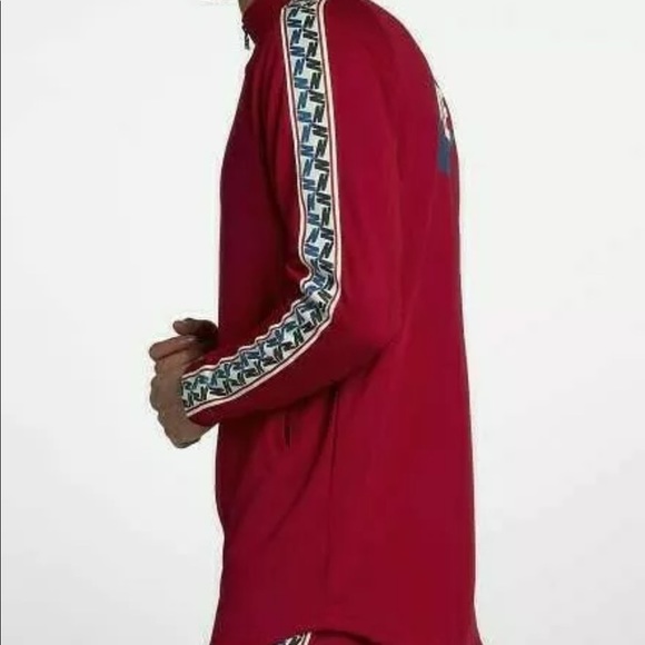 Nike Men’s Taped Poly Track Jacket Red Full Zip - Picture 3 of 5